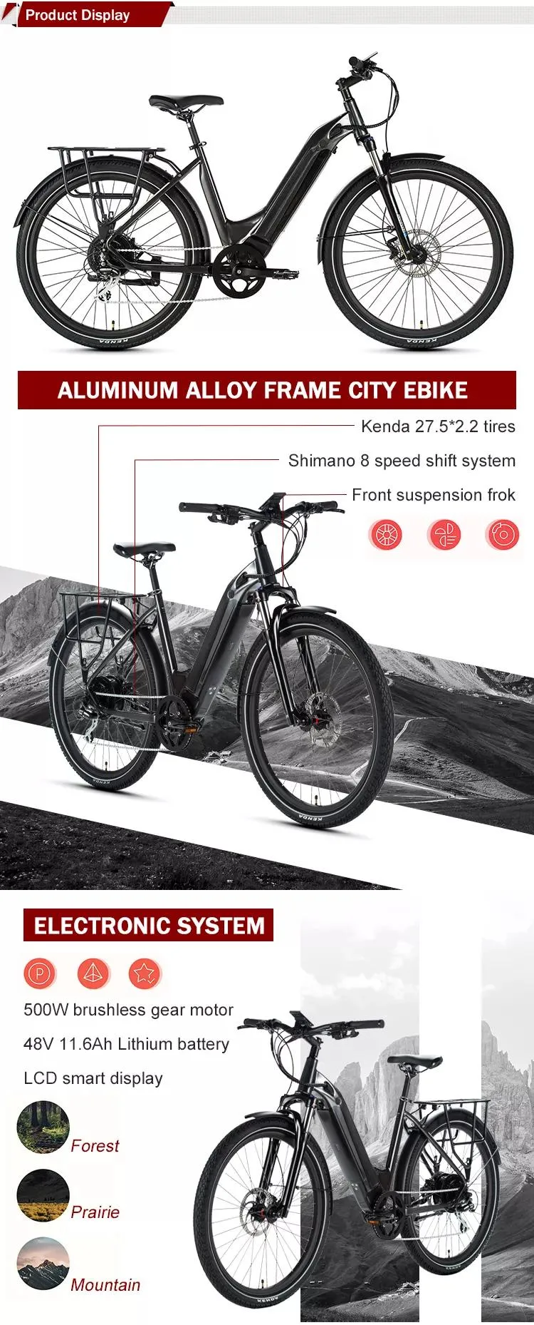 Premium Ebike Fat 26&prime;&prime;x4.0&prime;&prime; 14.5/17.5ah Battery Dual Suspension MTB Electric 27.5 MTB Frame with Electric Bike MID Drive