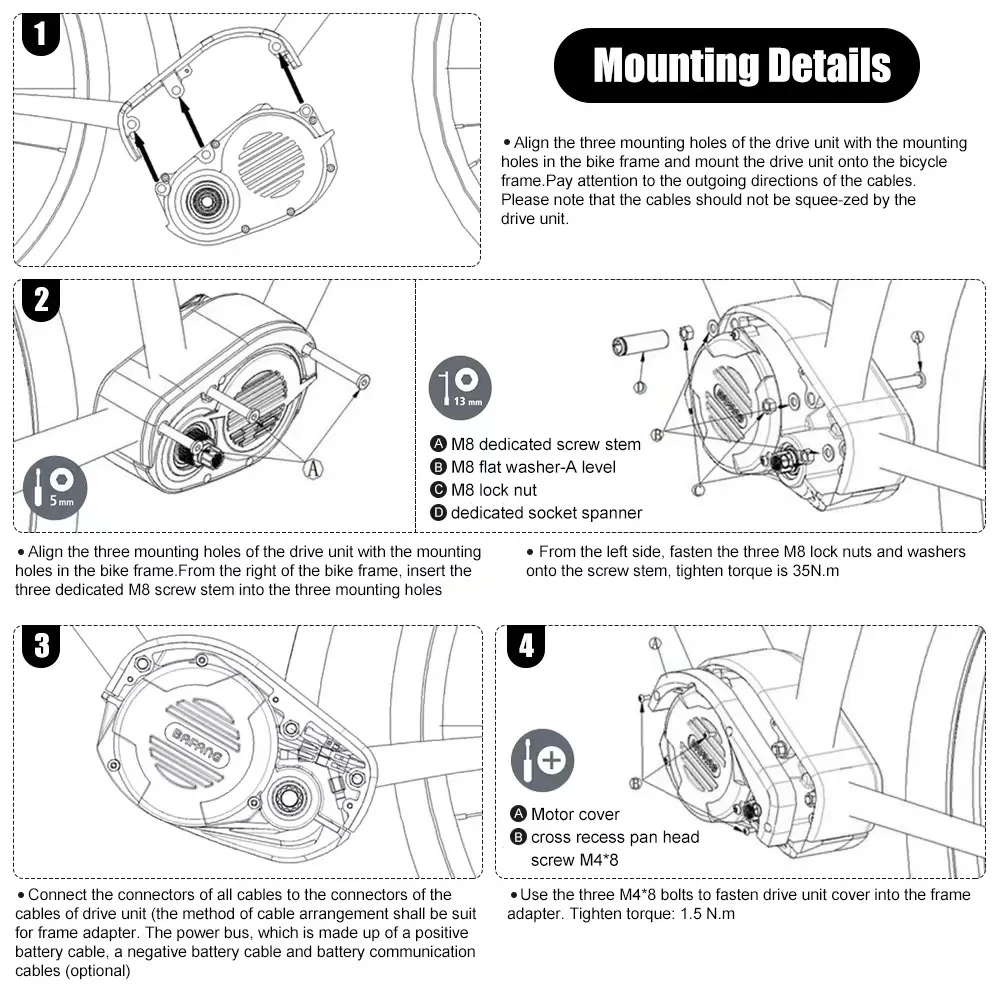 Bafang M620 G510 48V 1000W MID Drive Motor Conversion Kit for Snow Ebike